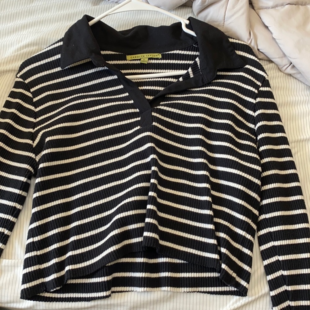 Stripped collared crop top